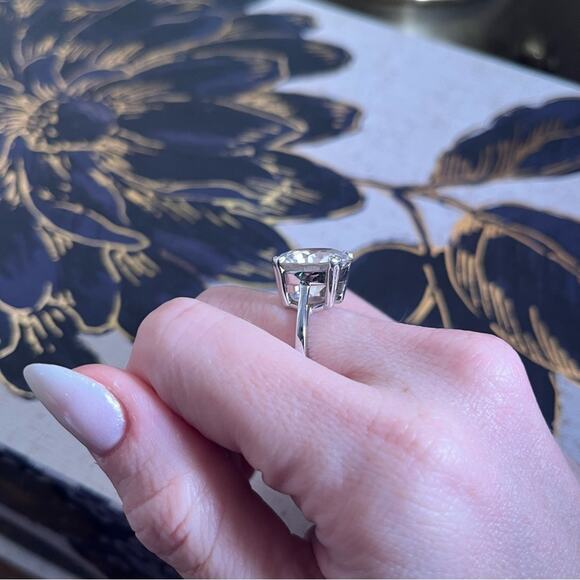 Vintage Cocktail 925 Sterling Silver Ring with Large Clear Crystal Stone - Picture 5 of 14